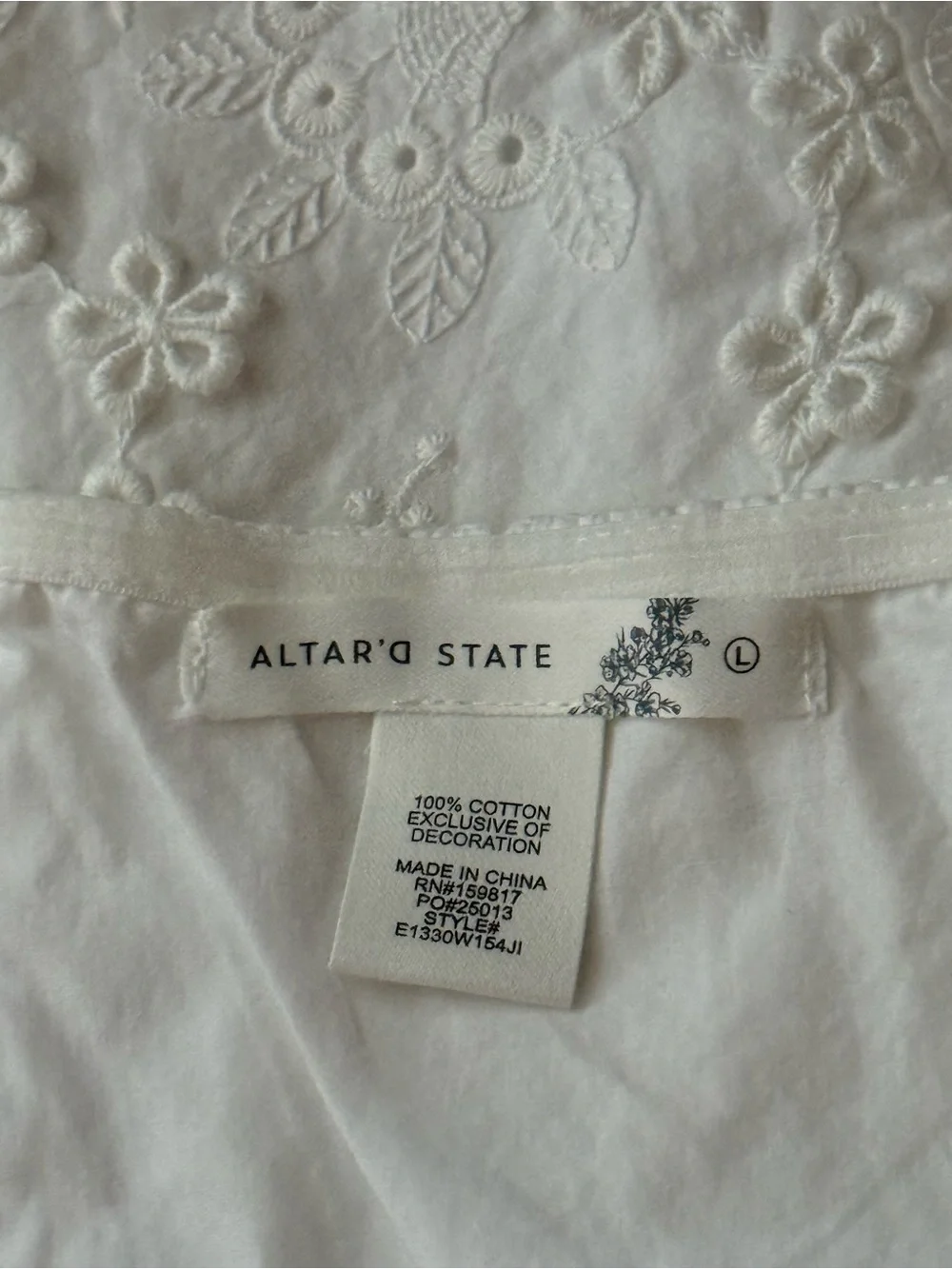 Altar’d State White Floral Appliqué Strapless Mini Dress Coquette Summer - Picture 7 of 7